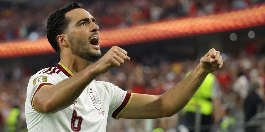 Les joueurs de l'Espagne célèbrent la qualification face au Portugal au Mondial 2026
